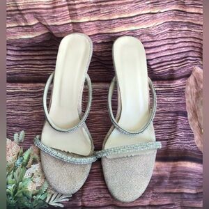 Champagne 2 strap no back heels